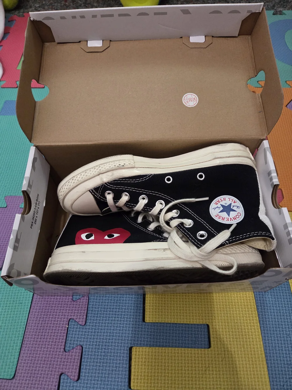 Converse Kids Black High-Top Sneakers with Red Heart Graphic